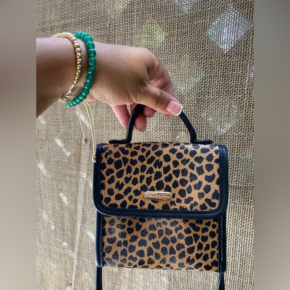 Vintage Mini Liz Claiborne Leopard Print Women's Crossbody Bag